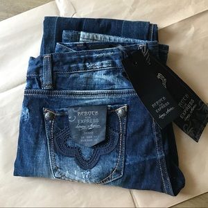 Express Redrock skinny jeans.